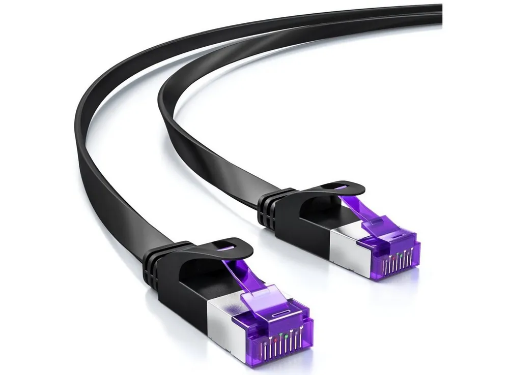 deleyCON deleyCON 20m RJ45 Patchkabel Flachkabel mit CAT7 Rohkabel U/FTP - LAN-Kabel