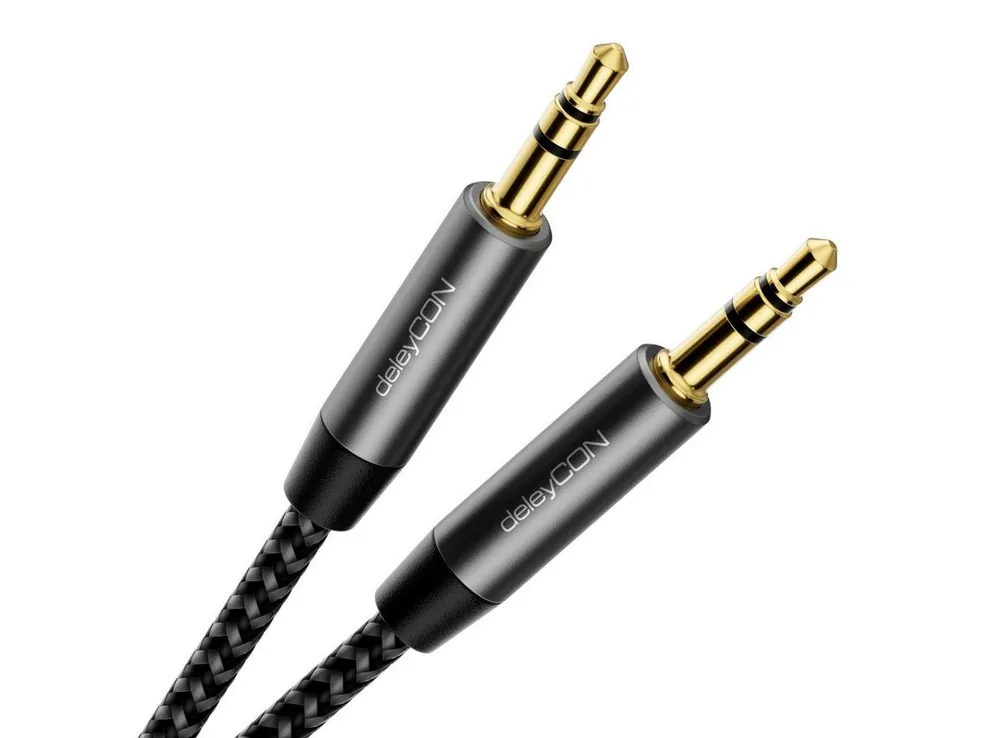 deleyCON deleyCON 2m Nylon 3,5mm Klinke Audio Stereo AUX Kabel Klinkenkabel Audio-Kabel