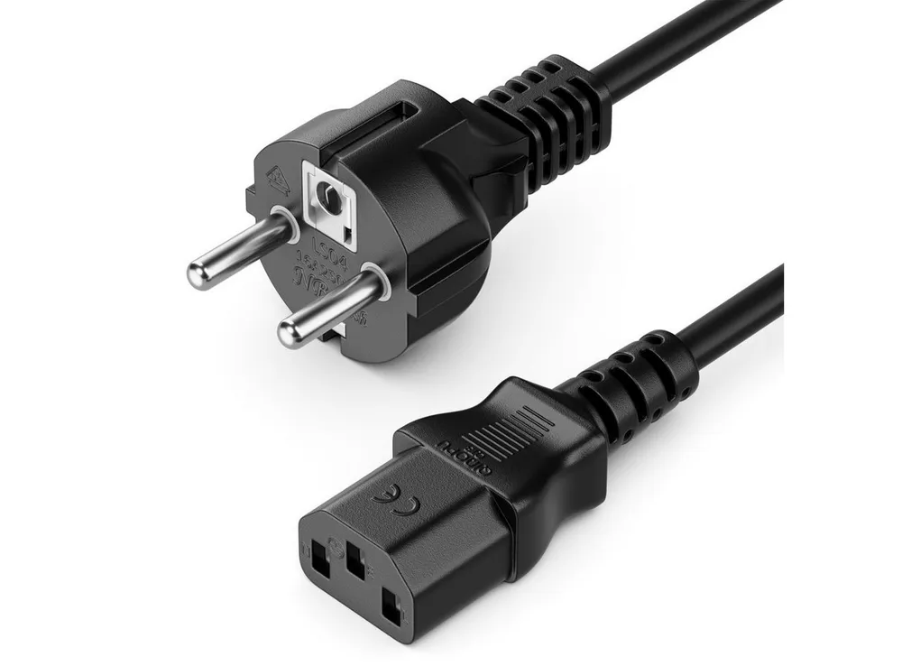 deleyCON deleyCON 2m Stromkabel Schutzkontakt Typ F (CEE 7/4) auf C13 Buchse Stromkabel