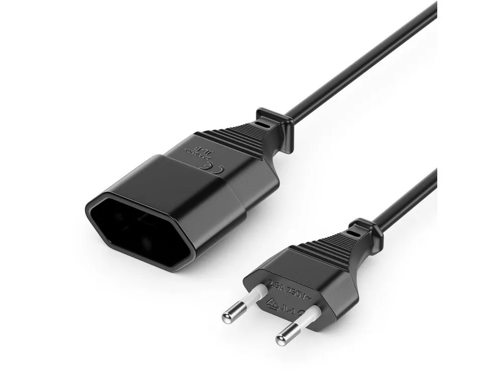deleyCON deleyCON 2m Stromkabel Verlängerung Eurostecker auf Typ-C Euro Buchse Stromkabel