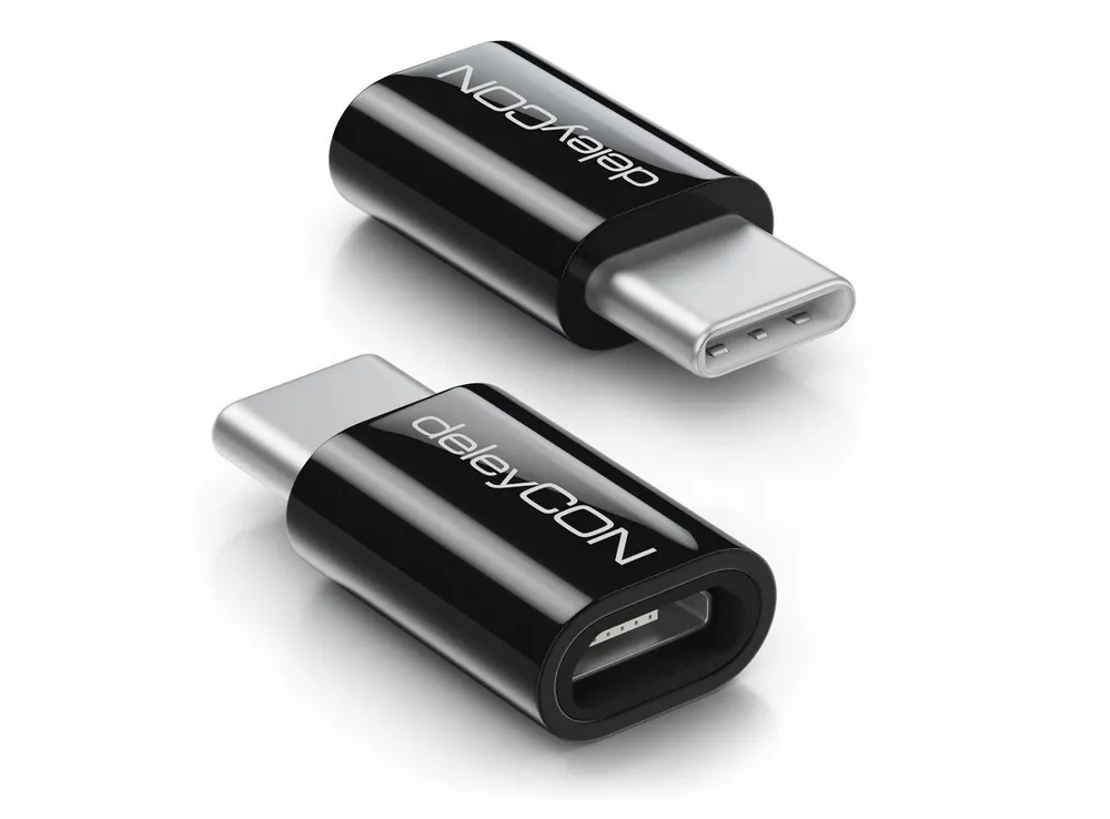 deleyCON deleyCON 2x Micro USB auf USB-C Adapter Handy Smartphone Tablet USB-Adapter