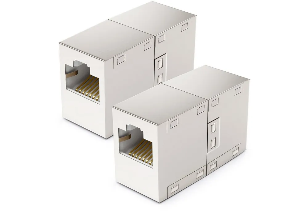 deleyCON deleyCON 2x RJ45 Netzwerkkabel Kupplung Patchkabel Verbinder Modular Netzwerk-Adapter
