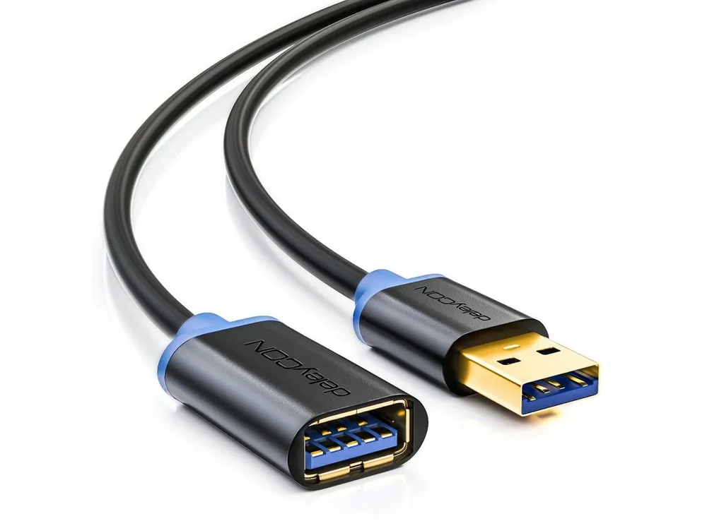 deleyCON deleyCON 3,0m USB3.0 Verlängerungskabel 5Gbit USB A-Stecker zu USB-Kabel