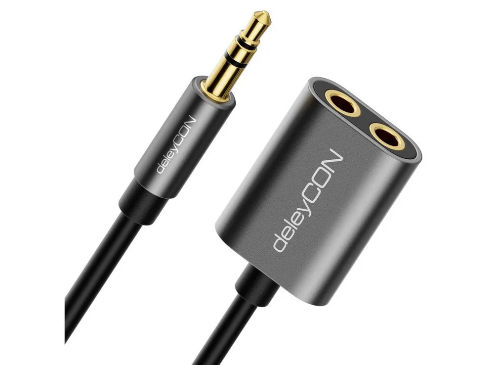 deleyCON deleyCON 3,5mm Klinke Splitter Audio Stereo AUX Adapter Kabel Audio-Kabel