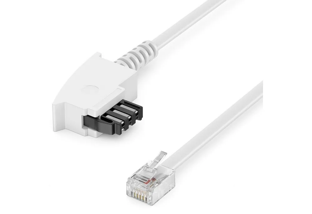 deleyCON deleyCON 30m Telefonkabel TAE-F auf RJ11 Stecker 6P4C Analoge LAN-Kabel