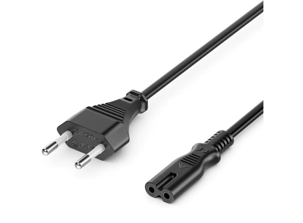 deleyCON deleyCON 3m Netzkabel Stromkabel Eurostecker - C7 Buchse Stromkabel
