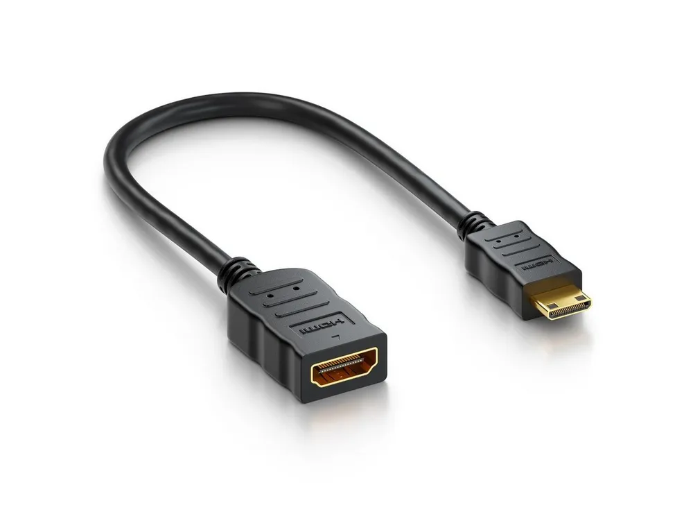 deleyCON deleyCON Mini HDMI Portsaver Mini HDMI Stecker auf HDMI Buchse Audio HDMI-Kabel
