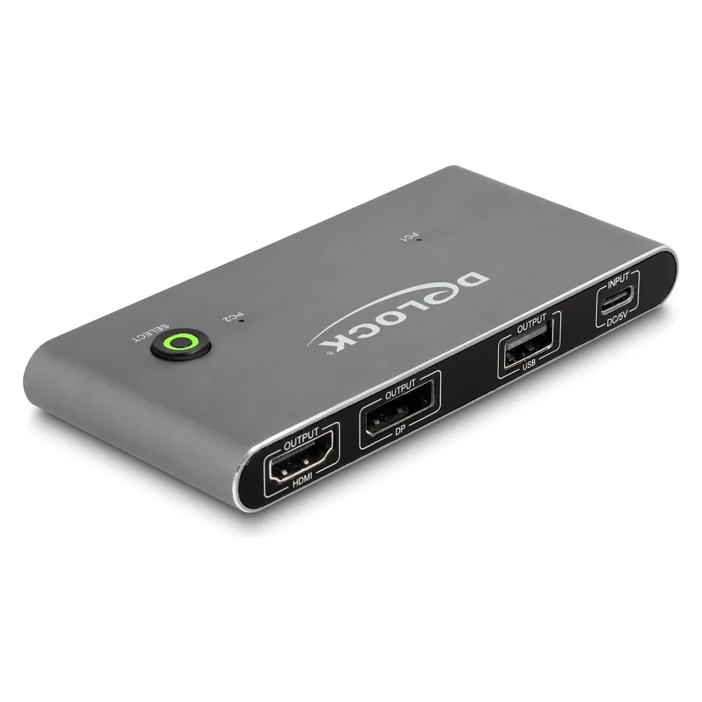 KVM-Switch DeLock 11485 USB-C DP Alt Mode MST HDMI DisplayPort 8K USB 2.0