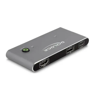 KVM Switch DeLock 11486 USB-C zu HDMI 8K 60 Hz 3x USB-A Metall