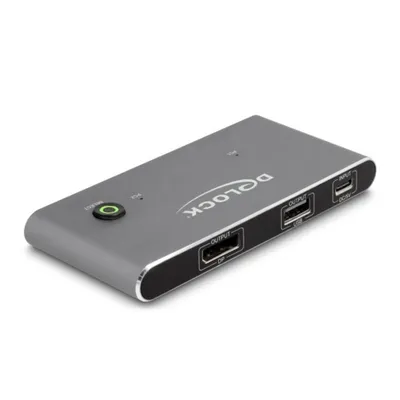 KVM-Switch DeLock 11487 USB-C DisplayPort 8K 3x USB-A 2.0 Metallgehäuse