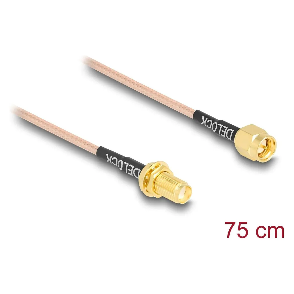 Delock Antennenkabel SMA Stecker zu SMA Buchse zum Einbau RG-316 75 cm