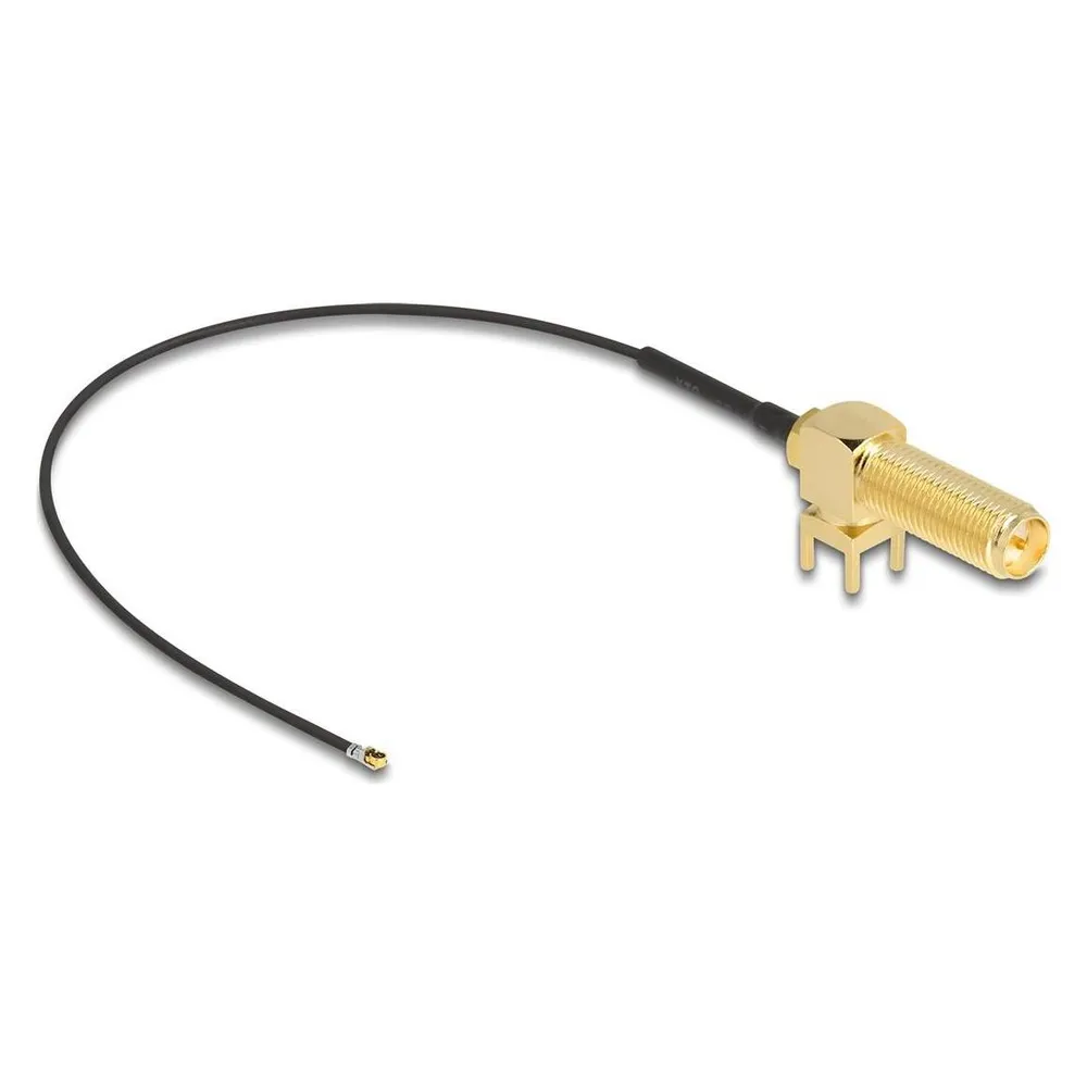 Delock Antennenkabel RP-SMA 90° PCB Buchse zum Einbau zu I-PEX Inc., MHF 4L Stecker 1.13 15 cm Gewindelän