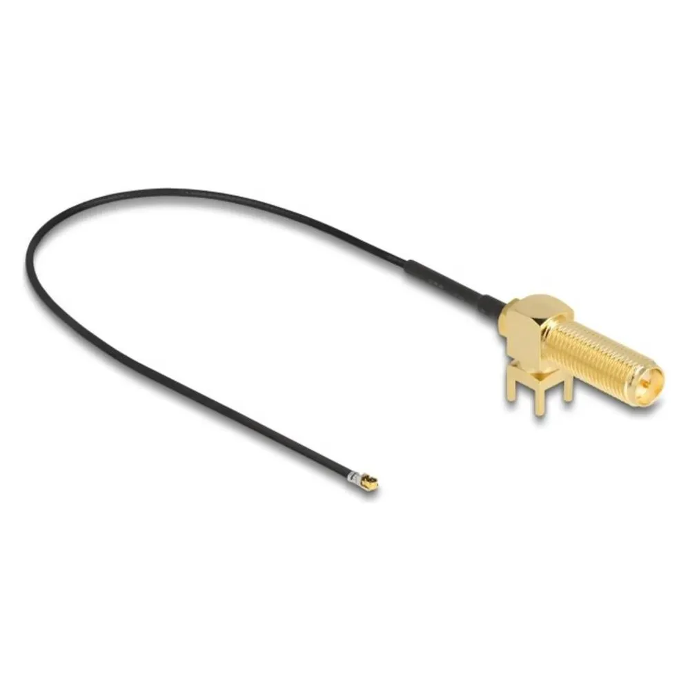 Delock Antennenkabel RP-SMA 90° PCB Buchse zum Einbau zu I-PEX Inc., MHF 4L Stecker 1.13 25 cm Gewindelän
