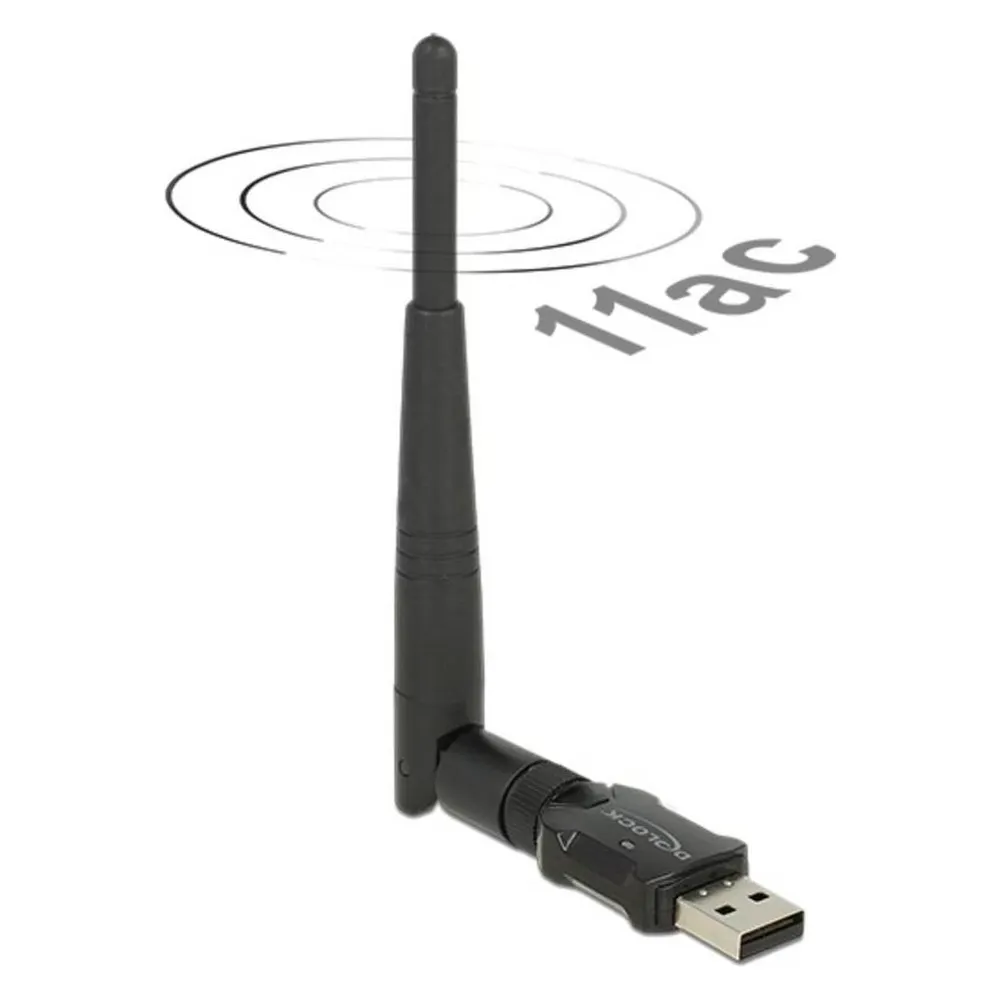 Tarjeta de Red Delock 12462 USB 2.0 Wi-Fi 5 433 Mbit/s Dualband Schwarz