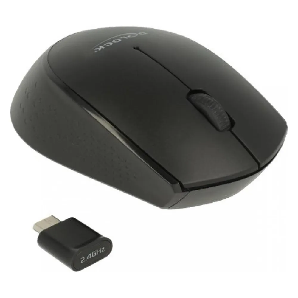 Maus Delock 12526 Kabellos RF 1000 DPI Schwarz Ambidextrous Nano Empfänger USB Type-A