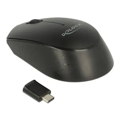 Maus Delock 12526 Kabellos RF 1000 DPI Schwarz Ambidextrous Nano Empfänger USB Type-A