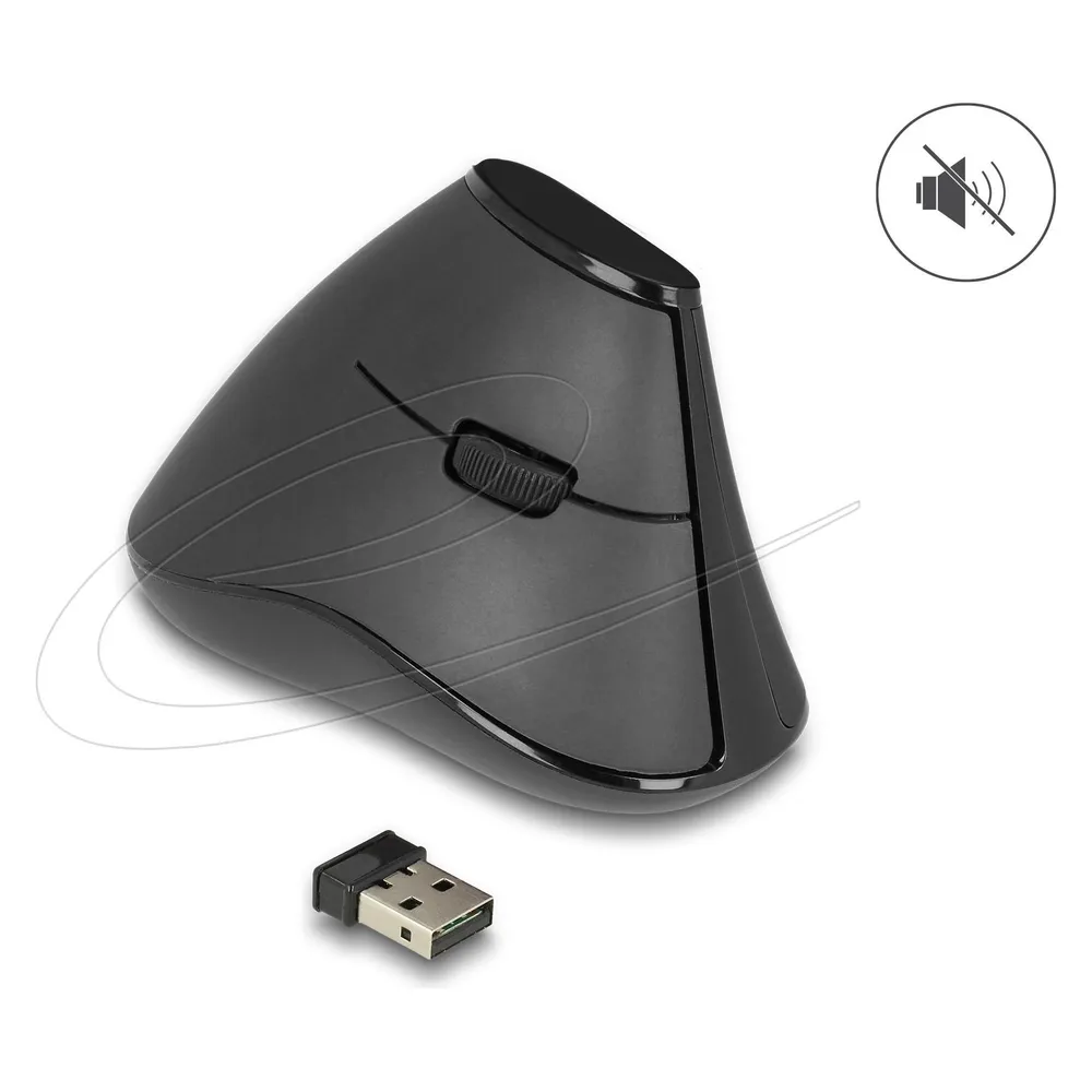 Ratón Delock 12622 RF Wireless 1000DPI Schwarz Vertikal Rechtshänder Ergonomisch