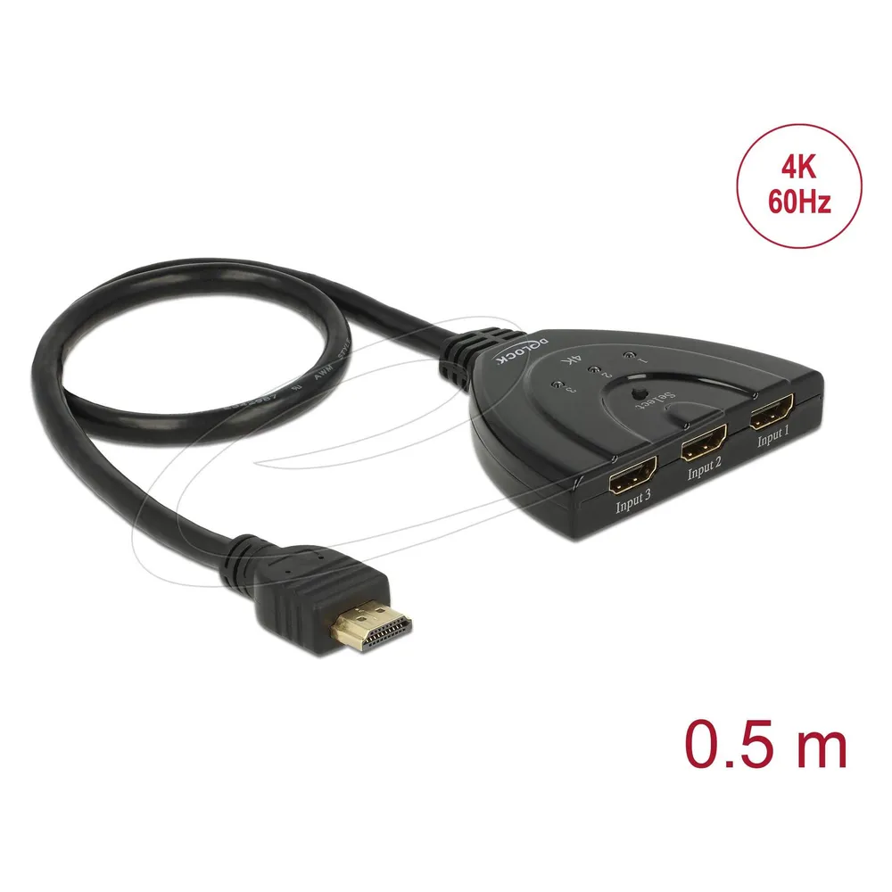 HDMI Switch Delock 18600 3 Eingänge 1 Ausgang 4K UHD