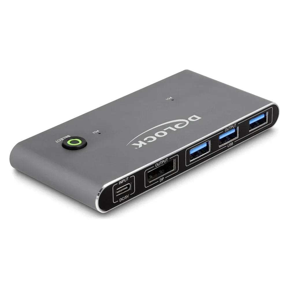 Delock DisplayPort KVM Switch 8K 30 Hz mit USB 5 Gbps