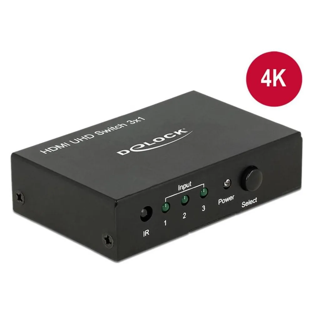 HDMI-Switch Delock 18683 3 Eingänge 1 Ausgang 4K Ultra HD 18 Gbit/s