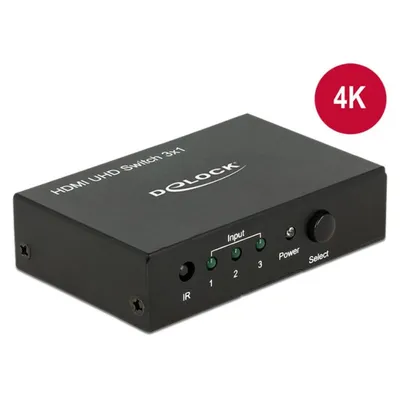 HDMI-Switch Delock 18683 3 Eingänge 1 Ausgang 4K Ultra HD 18 Gbit/s