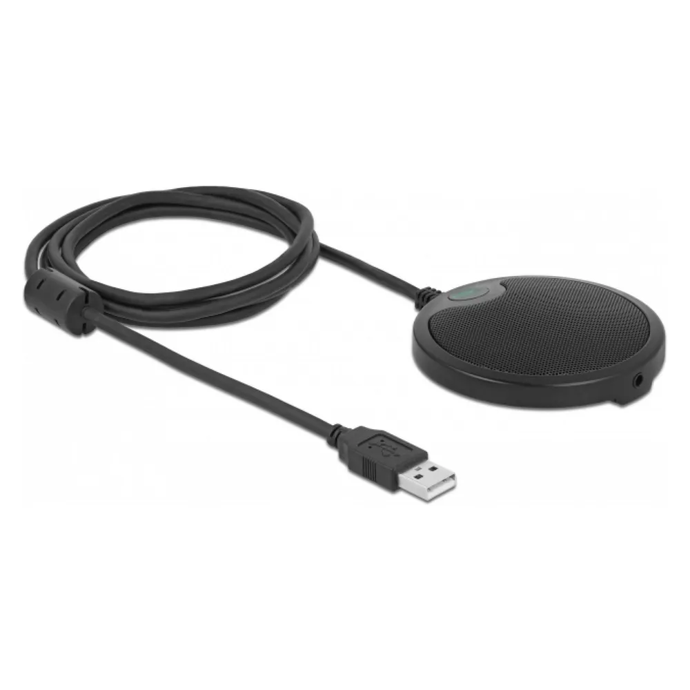 Mikrofon Delock USB omnidirektional mit Mute-Taste und Kopfhörerausgang