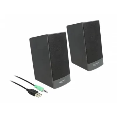 Lautsprecher Delock Stereo USB kabelgebunden 3W mit Lautstärkeregelung und Metallgitter
