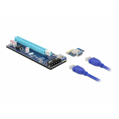 Riserkarte DeLock 41430 PCIe x1 auf PCIe x16 60 cm USB-Kabel SATA-Stromversorgung