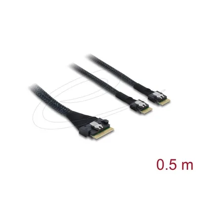 Kabel SAS Delock 82189 0.5 m SFF-8654 8i zu 2x SFF-8654 4i