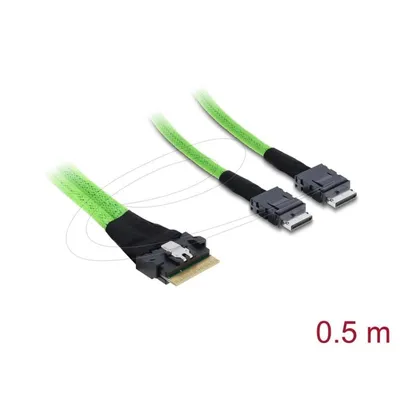 Kabel Delock 82195 0,5 m Slim SAS SFF-8654 8i zu 2 x OCuLink SFF-8611