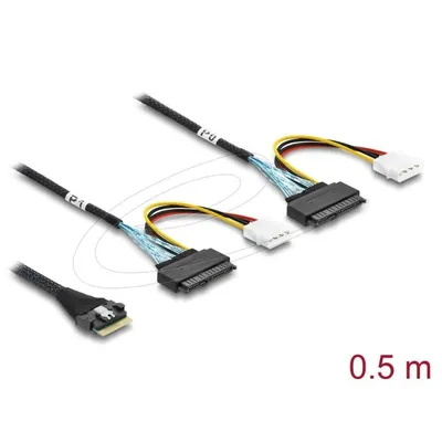 Kabel Delock 82296 Slim SAS SFF-8654 8i zu 2 x U.2 SFF-8639 0,5 m