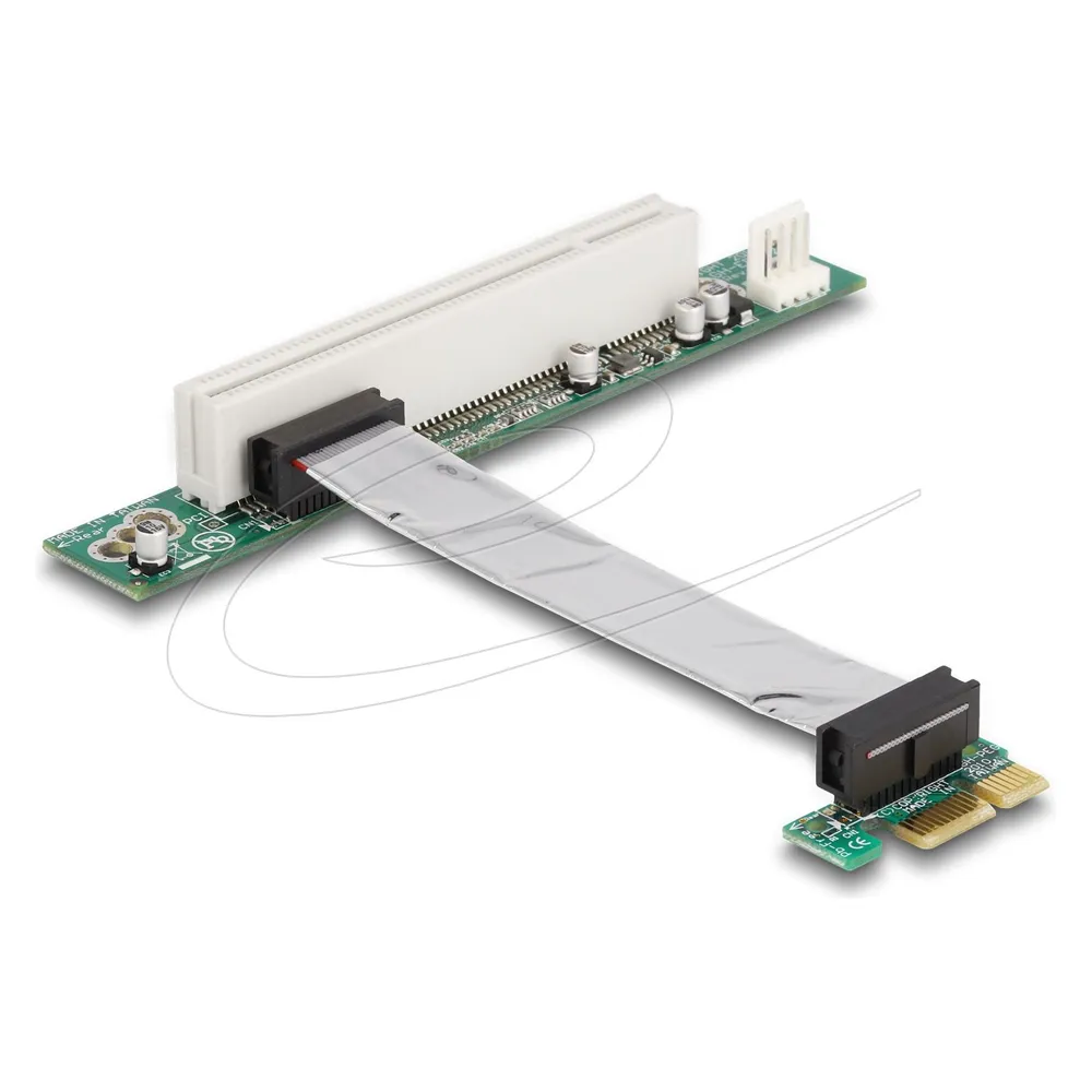 Delock Riser Karte PCI Express x1 > PCI 32Bit mit flexiblem Kabel links gerichtet