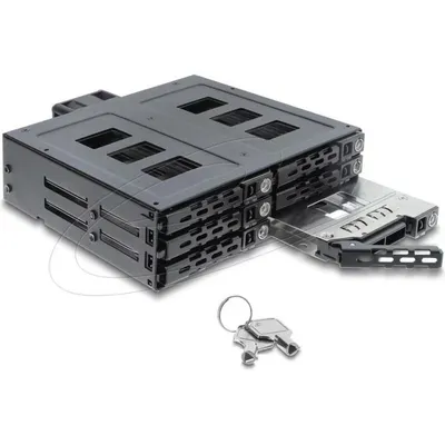 Delock Mobile-Rahmen für 6x 2,5" SATA/SAS in 5,25" Steckplatz mit Hot-Swap