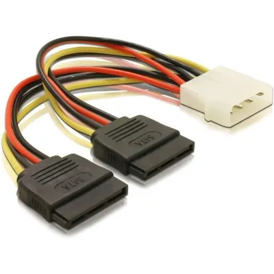 Power SATA HDD Kabel Delock 2x SATA HDD auf 4pin Stecker 0,112 m bunt
