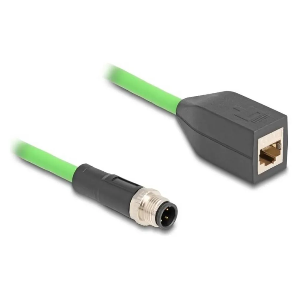 Delock M12 Kabel D-kodiert 4 Pin Stecker zu RJ45 Buchse PUR (TPU) 0,5 m