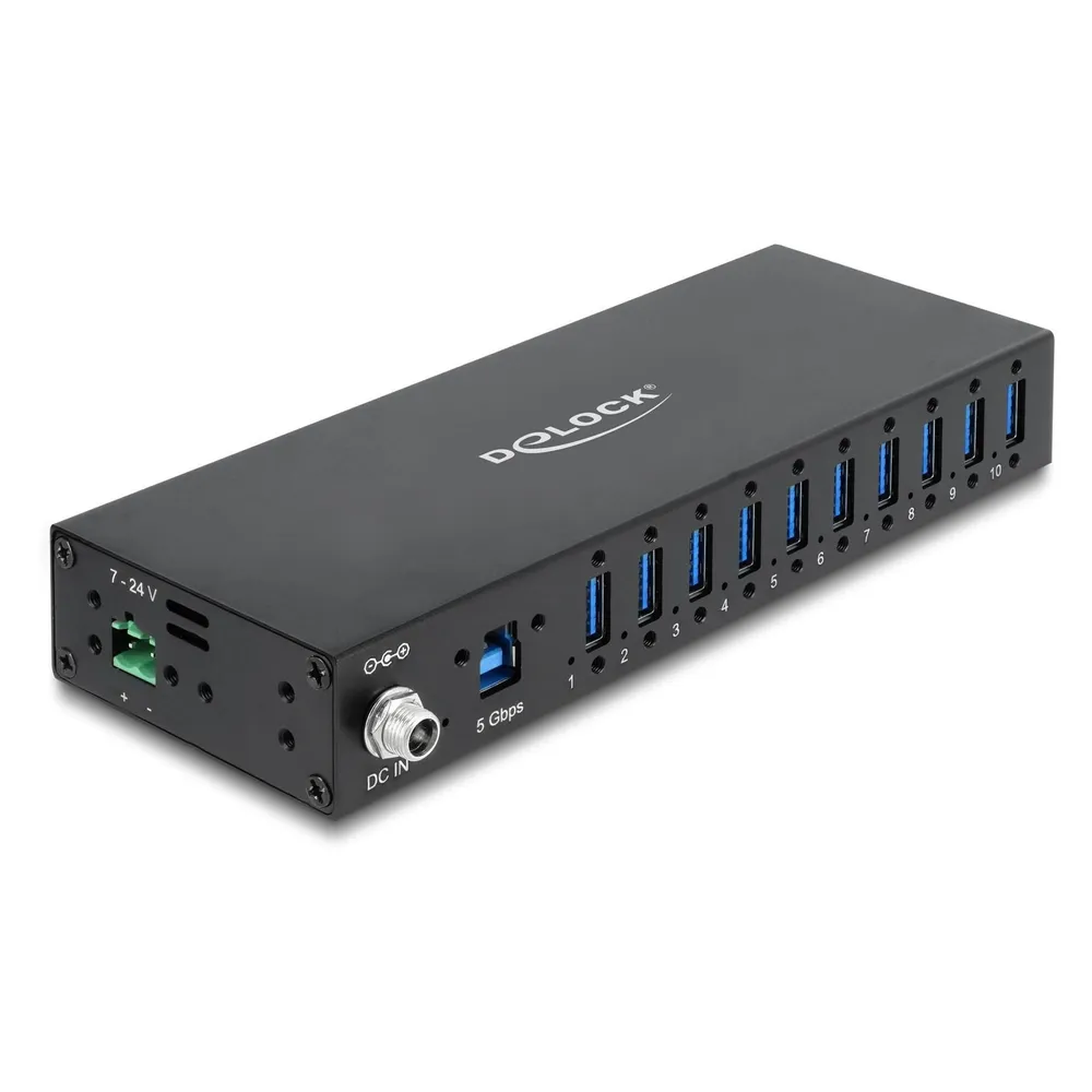 Hub Delock 10 Ports 5 Gbps Modell 60792 Industriemontage robust