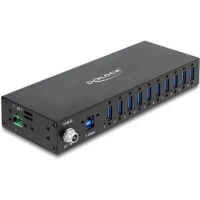 Hub Delock 10 Ports 5 Gbps Modell 60792 Industriemontage robust