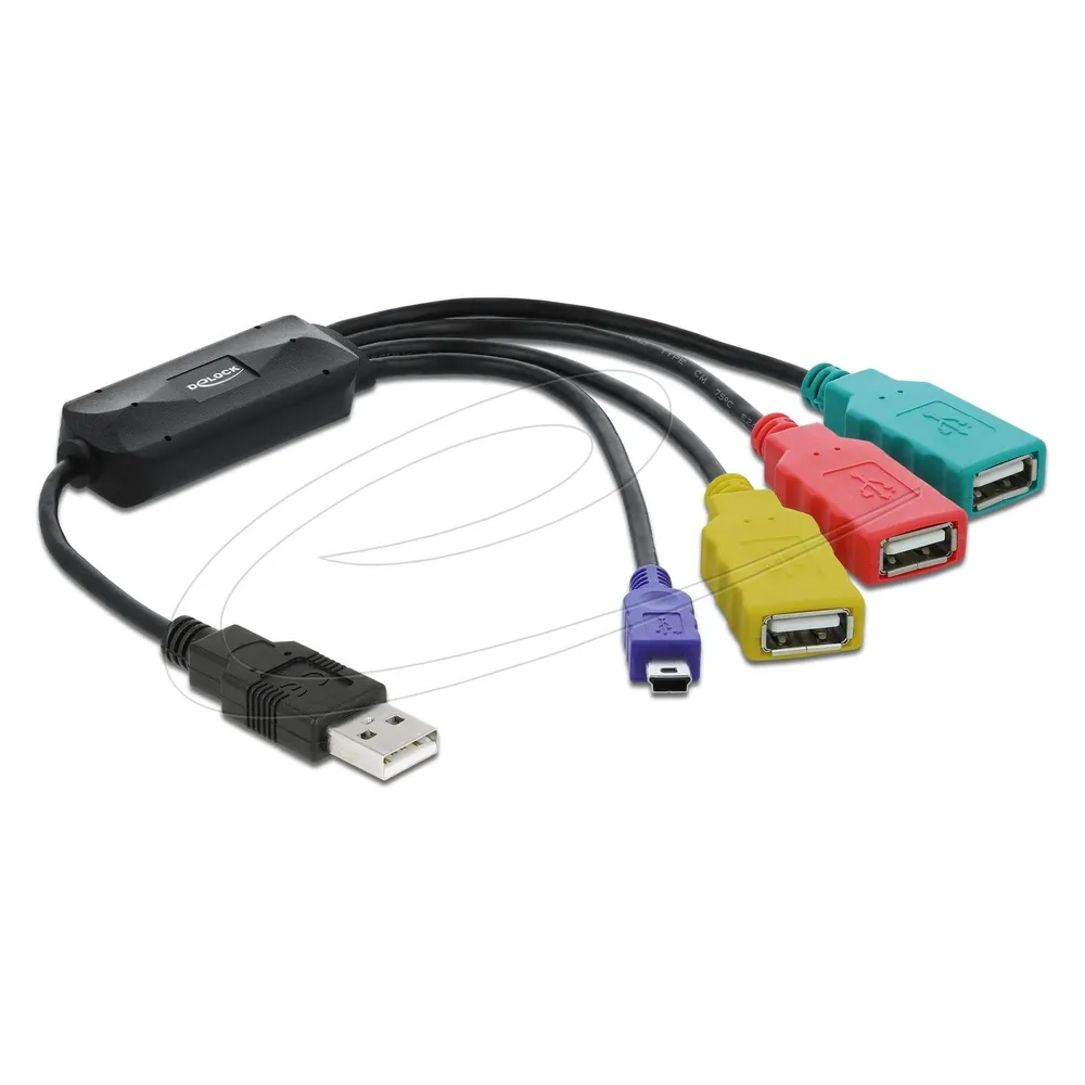 Hub Delock 4 Ports 480 Mbit/s Modell 61724 flexibles Kabel schwarz