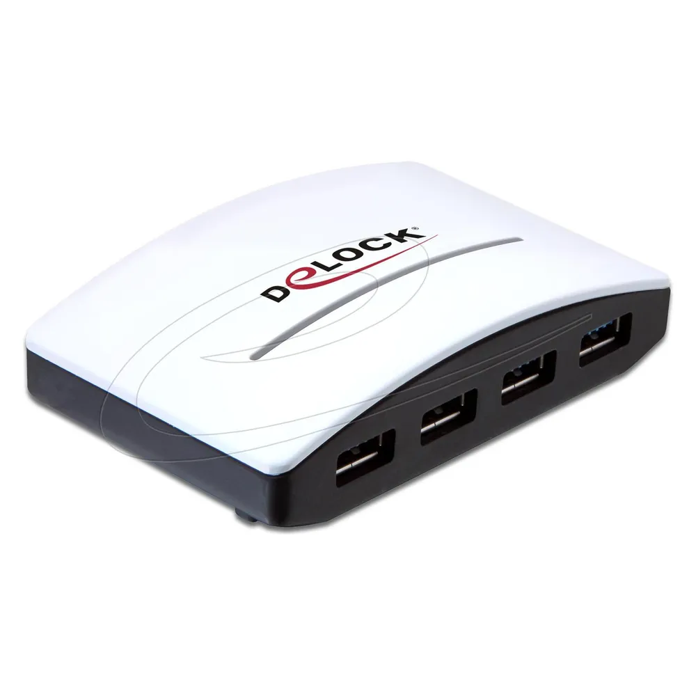Hub Delock 4 Ports 5000 Mbit/s USB 3.2 Gen 1 schwarz weiss
