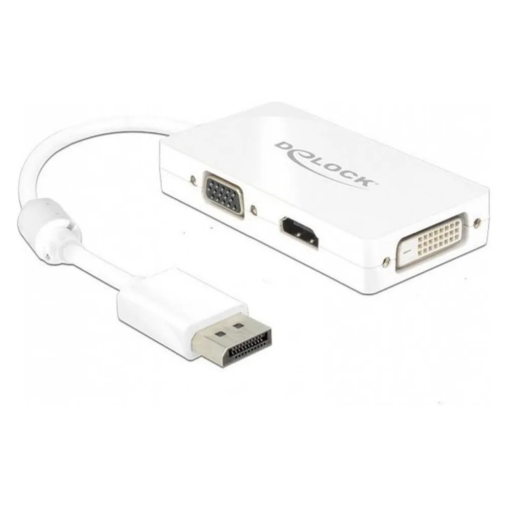 DisplayPort auf VGA+HDMI+DVI-D Adapter DeLOCK 0,16 m Weiß
