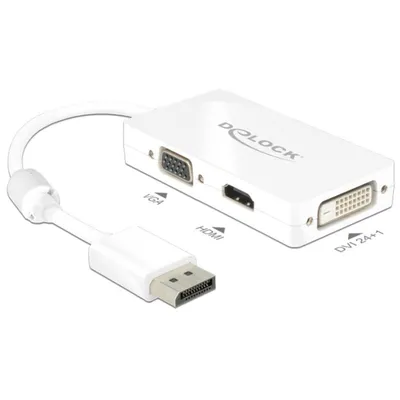 DisplayPort auf VGA+HDMI+DVI-D Adapter DeLOCK 0,16 m Weiß