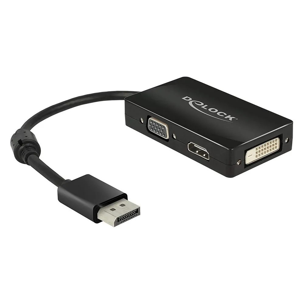 Adapter DisplayPort auf VGA+HDMI+DVI DeLOCK 0,16 m Schwarz