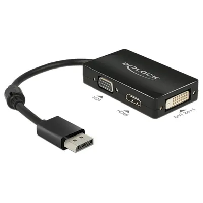Adapter DisplayPort auf VGA+HDMI+DVI DeLOCK 0,16 m Schwarz