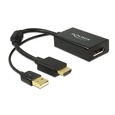 DeLOCK 0.245m HDMI+USB2.0-A/DisplayPort 0,254 m HDMI + USB Schwarz