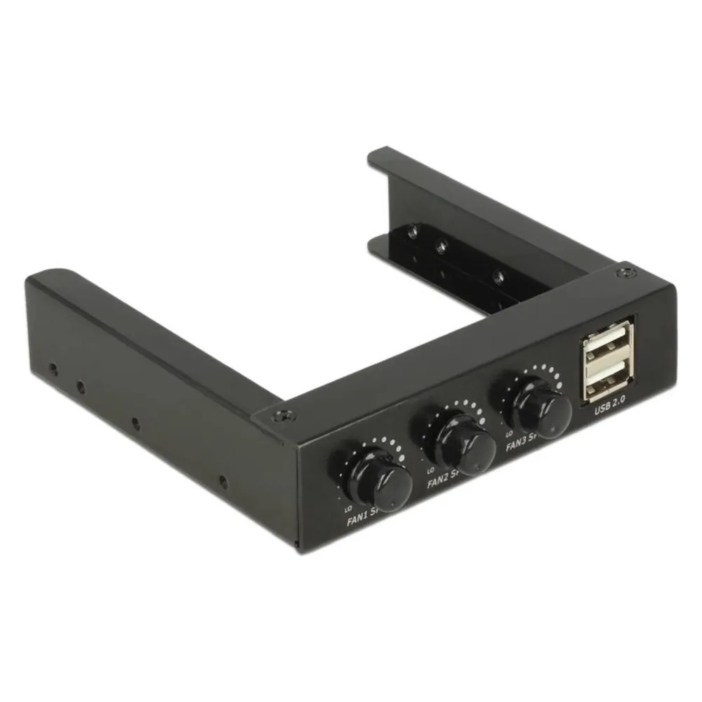 Lüftersteuerung DeLock 62714 Schwarz 3 Kanäle 2x USB 2.0 Frontpanel