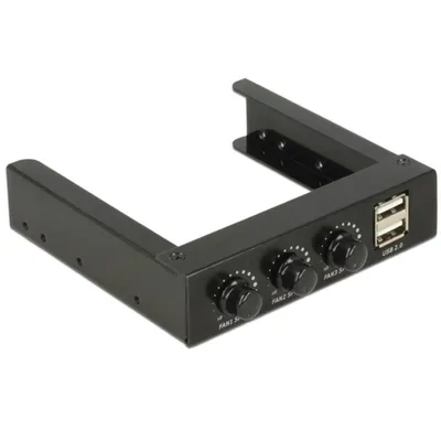Lüftersteuerung DeLock 62714 Schwarz 3 Kanäle 2x USB 2.0 Frontpanel