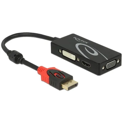 Adapter DeLock 62902 DisplayPort zu VGA HDMI DVI 4K Schwarz 0,2 m