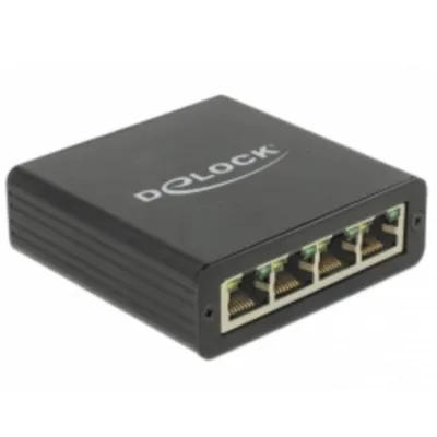 Hub DeLOCK 4 Ports RJ-45 USB 3.0 Realtek RTL8153 Metall Schwarz 0,8 m