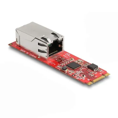 Netzwerkkarte DeLOCK Konverter M.2 B+M RJ45 2,5 Gigabit LAN Rot
