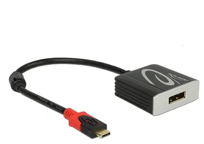 Delock USB-C DP-Adapter 15 cm – Premium-Qualität für Computer und externe Monitore – elegantes Design in Schwarz und Silber – 4043619633128